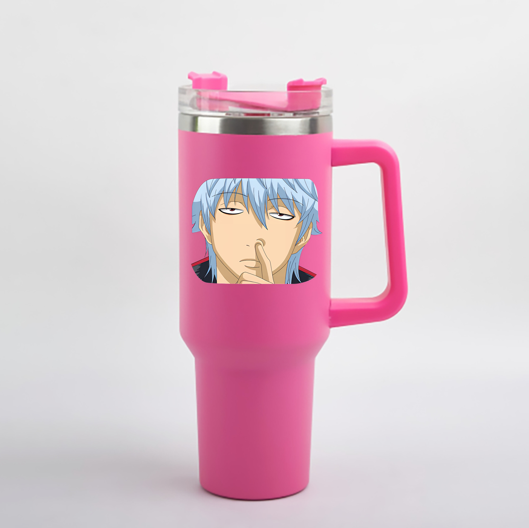 （画像用） ぎんたま 坂田銀時（さかたぎんとき） 神楽 志村新八（しむら しんぱち） GINTAMA Sakata Gintoki Kagura Shimura Shinpachi 1200mL車用タンブラー - クリスタルステッカー（プラスチックストロー付き）